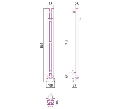 Полотенцесушитель Сунержа Нюанс EU50+ 840х50 31-0212-0840