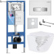 Унитаз подвесной Roxen Antares Tornado Long в комплекте с инсталляцией StounFix Dual Fresh 6 в 1 868446 кнопка: белый/хром глянцевая