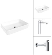 Умывальник Lauter 21842 + Cascade 21СК0655C с сифоном 21635CH хром