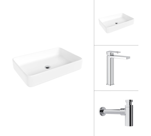 Умывальник Lauter 21842 + Cascade 21СК0655C с сифоном 21635CH хром