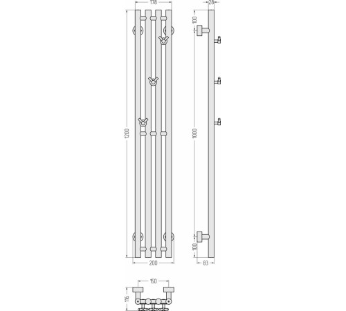 Полотенцесушитель Сунержа Кантата Pro 1200x150 30-0446-1215