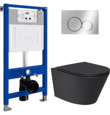 Унитаз подвесной Lauter Longer 2110822B + 21901001 кнопка 219701E, хром