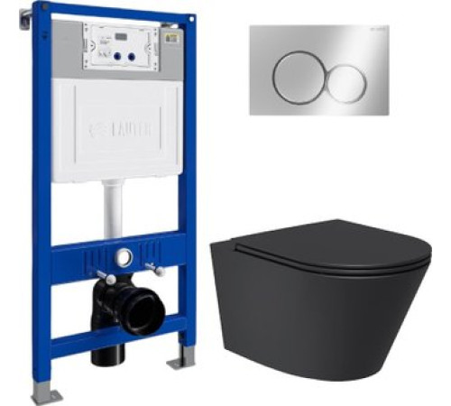 Унитаз подвесной Lauter Longer 2110822B + 21901001 кнопка 219701E, хром