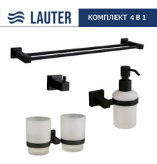 Набор аксессуаров для ванной Lauter 21SH6082 + 21SH6172 + 21SH6092 + 21SH6022 Matt Black, 4 предмета