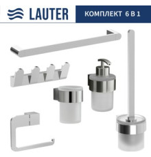 Набор аксессуаров для ванной Lauter 21TS3018 + 21TS3020 + 21TS3008 + 21TS3014 + 21TS3005 + 21TS3022 Chrome, 6 предметов
