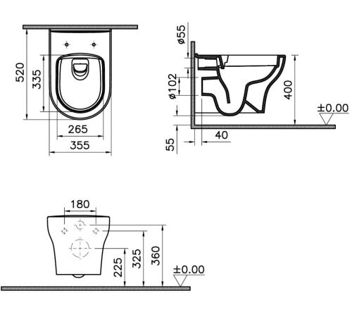 Унитаз подвесной Vitra Zentrum Round 7786B003-0075