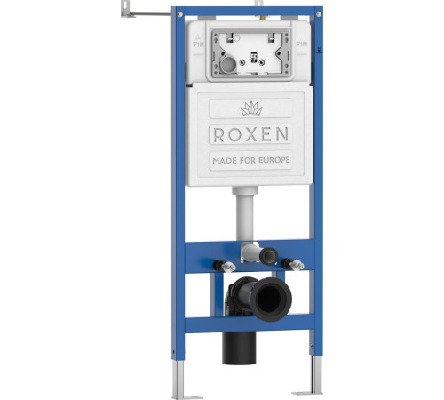 Унитаз подвесной Roxen Simple compact в комплекте с инсталляцией StounFix Dual Fresh 6 в 1 968026 кнопка: золото глянцевое