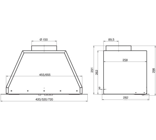 Кухонная вытяжка Elikor Врезной блок Flat 52П-650-К3Д черный 954638