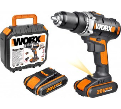Дрель-шуруповерт Worx WX183.1 с 2-мя АКБ, кейс