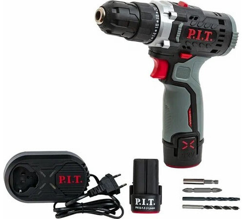 Дрель-шуруповерт P.I.T. PBM12K-10A/2 с 2-мя АКБ, кейс