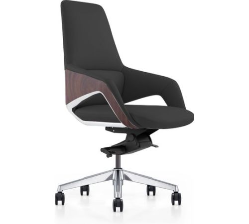 Офисное кресло Norden Шопен LB FK 0005-B Black Leather кожа/черный/алюминий
