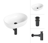 Умывальник Lauter 21836A + клапан 21190B + сифон 21635B черный матовый
