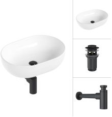 Умывальник Lauter 21836A + клапан 21190B + сифон 21635B черный матовый