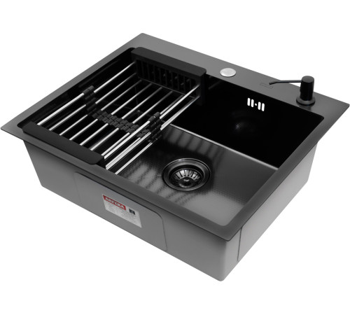 Кухонная мойка ARFEKA ECO AR мойка 600*500, коландер, дозатор Black Decor