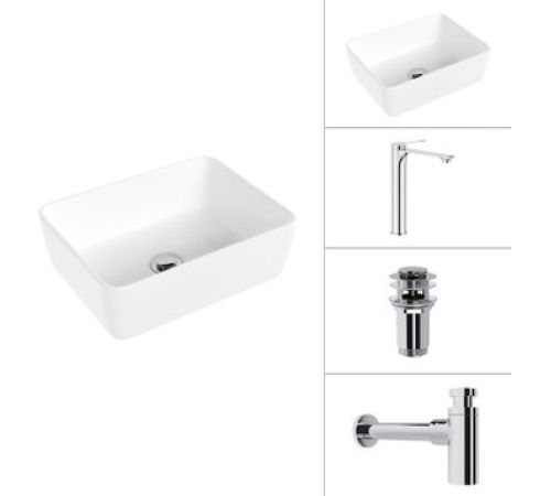 Умывальник Lauter 21674B + Rio 21AM12672 + сифон 21635CH + дон.клапан 21190CH хром