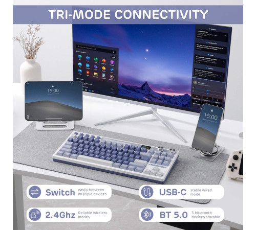 Клавиатура Royal Kludge M87 RGB Ocean Blue RK Cream