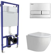 Унитаз подвесной Berges Wasserhaus Okus Rimless + Visam Slim 525 EX-043386 с сиденьем
