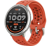Умные часы Amazfit Active 2 серебристый, с оранжевым силиконовым ремешком