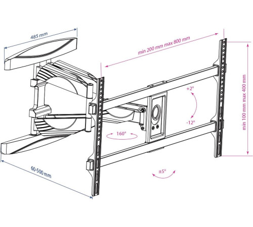 Кронштейн для телевизора Kromax ATLANTIS-65 черный
