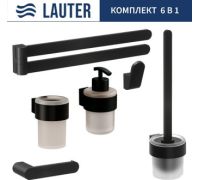 Набор аксессуаров для ванной Lauter 21TS3019 + 21TS3021 + 21TS3011 + 21TS3013 + 21TS3004 + 21TS3023 Matt Black, 6 предметов
