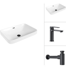 Умывальник Lauter 21441B + Moon 21СК691BS с сифоном 21635B черный матовый