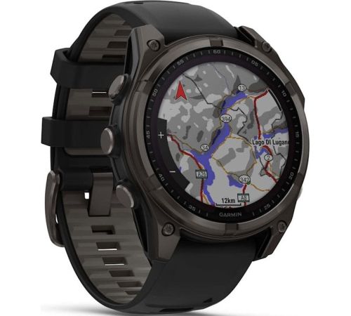 Умные часы Garmin Fenix 8 Solar, Sapphire 47мм титановый угольно-серый DLC с черным ремешком