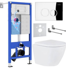 Унитаз подвесной Roxen Antares One Rimless 6 в 1 StounFix Dual Fresh 512989 кнопка: хром