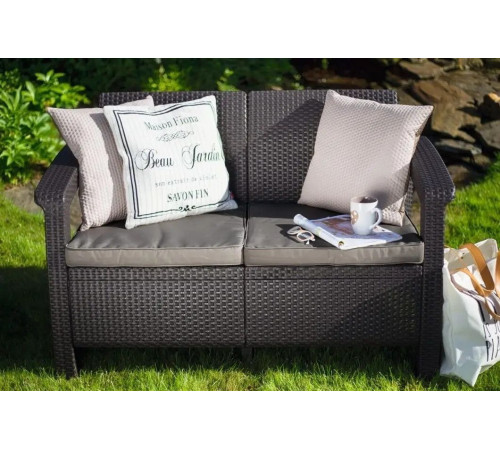 Садовый диван Keter Corfu II Love Seat 258946 коричневый