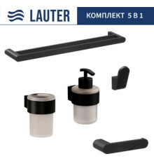 Набор аксессуаров для ванной Lauter 21TS3019 + 21TS3021 + 21TS3011 + 21TS3013 + 21TS3002 Matt Black, 5 предметов