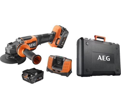 Угловая шлифмашина AEG Powertools BEWS 18-125BLPX2-502C 4935480858 с 2-мя АКБ