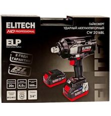 Гайковерт ELITECH CW 2016BL HD E2201.075.02 с 2-мя АКБ, кейс