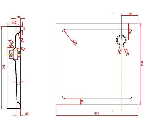 Душевой поддон Aquabath Квадратный Atlas ABS80 80x80, белый, с сифоном