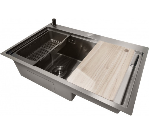 Кухонная мойка Stellar S6550NB-TU-L нано черный, с доской