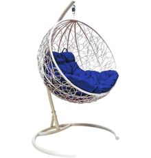Подвесное кресло M-Group Круг 11050110 белый ротанг/синяя подушка