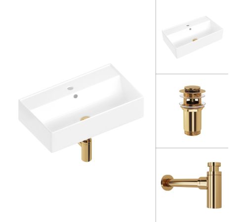Умывальник Lauter 21855 + клапан 21190G + сифон 21635G золото