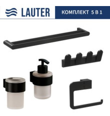 Держатель для туалетной бумаги и освежителя Lauter 21TS3019 + 21TS3021 + 21TS3009 + 21TS3015 + 21TS3002 Matt Black, 5 предметов