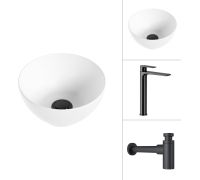 Умывальник Lauter 21601E + Reef 21CK8678BS с сифоном 21635B черный матовый
