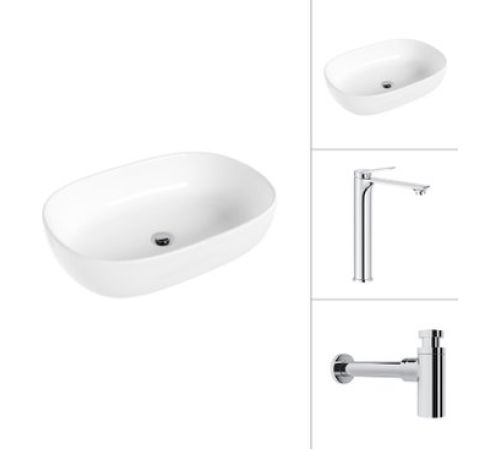 Умывальник Lauter 21836 + Rio 21AM12672 с сифоном 21635CH хром