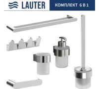 Набор аксессуаров для ванной Lauter 21TS3018 + 21TS3020 + 21TS3008 + 21TS3012 + 21TS3001 + 21TS3022 Chrome, 6 предметов