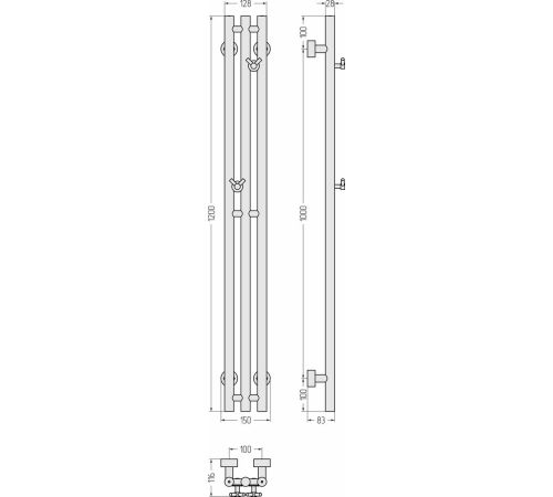 Полотенцесушитель Сунержа Терция Pro 1200x100 30-0444-1210