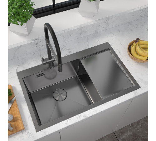 Кухонная мойка ZorG ZRN 5080 Premium L PVD Gunblack