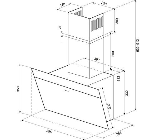 Кухонная вытяжка Krona Kristen A 900 S белый