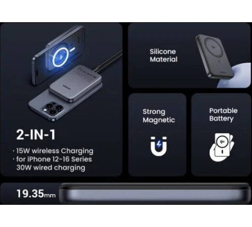 Внешний аккумулятор Ugreen PB761 10000mAh серый