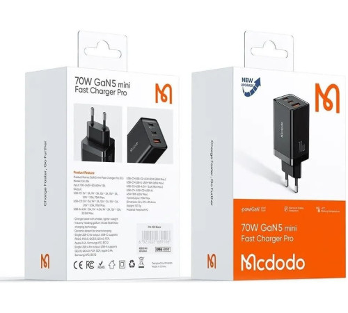 Сетевое зарядное McDodo CH-154 70W черный