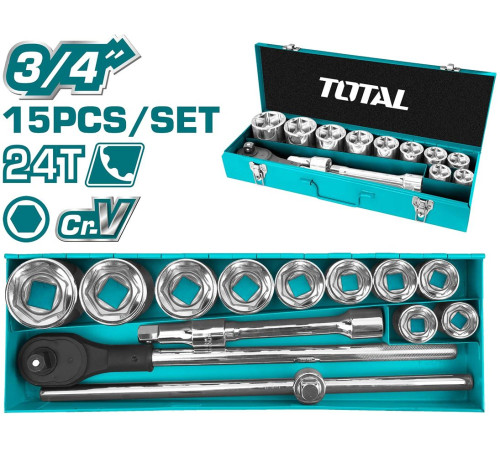 Набор трещотка с головками Total THT341151 15 предметов