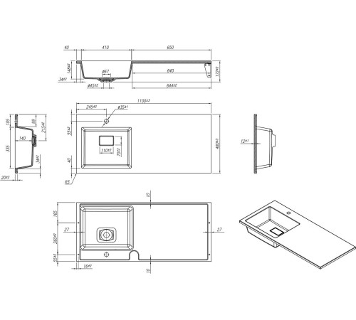 Умывальник Roxen Faber 110L 30010110L-W