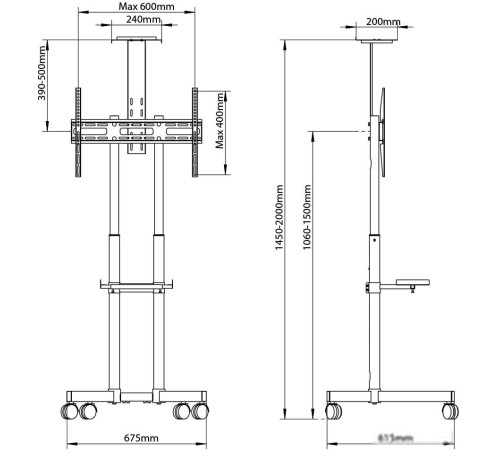 Стойка для телевизора Arm Media PT-Stand-8 черный