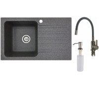 Кухонная мойка БелЭворс Styl L + смеситель W74004-9 + дозатор L405-1 серый/сатин