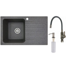 Кухонная мойка БелЭворс Styl L + смеситель W74004-9 + дозатор L405-1 серый/сатин