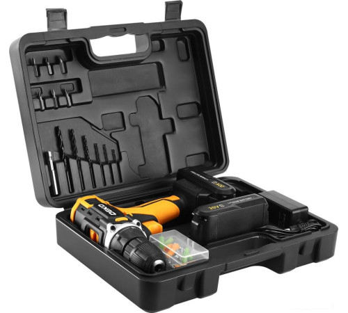Дрель-шуруповерт Deko Banger 20V 080-1005 с 2-мя АКБ, кейс, оснастка